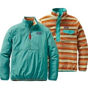 Patagonia Reversible Snap-T Glissade Fleece Pullover - Mogul Blue/ Geometric